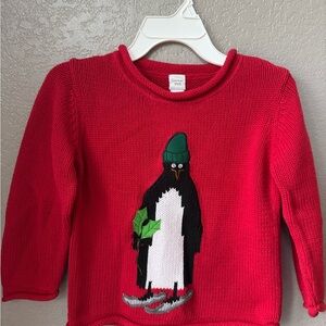 Garnet Hill Boys Red Penguin Sweater